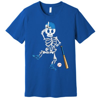 Baseball Skeleton Halloween Vintage Baseball Playing Premium T-Shirt