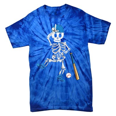 Baseball Skeleton Halloween Vintage Baseball Playing Tie-Dye T-Shirt