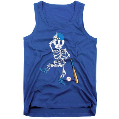 Baseball Skeleton Halloween Vintage Baseball Playing Tank Top