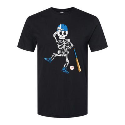 Baseball Skeleton Halloween Vintage Baseball Playing Softstyle CVC T-Shirt