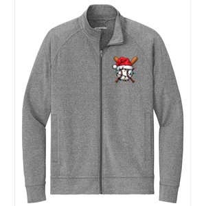 Baseball Santa Hat Christmas Lights Baseball Player Stretch Full-Zip Cadet Jacket