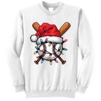 Baseball Santa Hat Christmas Lights Baseball Player Sweatshirt