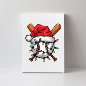 Baseball Santa Hat Christmas Lights Baseball Player Canvas