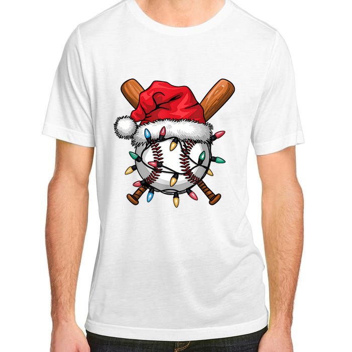 Baseball Santa Hat Christmas Lights Baseball Player Adult ChromaSoft Performance T-Shirt