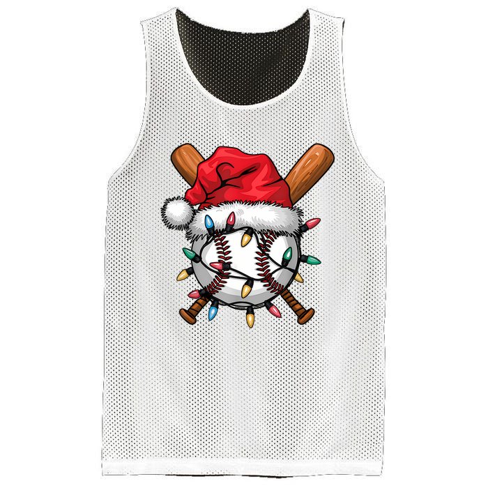 Baseball Santa Hat Christmas Lights Baseball Player Mesh Reversible Basketball Jersey Tank