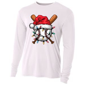 Baseball Santa Hat Christmas Lights Baseball Player Cooling Performance Long Sleeve Crew