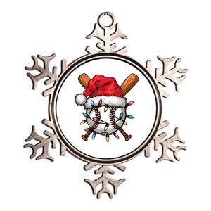 Baseball Santa Hat Christmas Lights Baseball Player Metallic Star Ornament