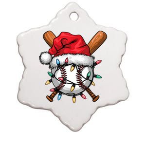 Baseball Santa Hat Christmas Lights Baseball Player Ceramic Star Ornament