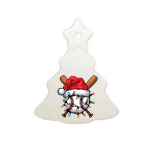 Baseball Santa Hat Christmas Lights Baseball Player Ceramic Tree Ornament