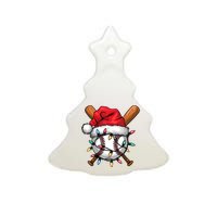 Baseball Santa Hat Christmas Lights Baseball Player Ceramic Tree Ornament