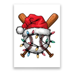 Baseball Santa Hat Christmas Lights Baseball Player Poster