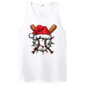 Baseball Santa Hat Christmas Lights Baseball Player PosiCharge Competitor Tank