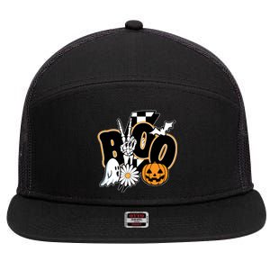 Boo Spooky Halloween Cute 7 Panel Mesh Trucker Snapback Hat