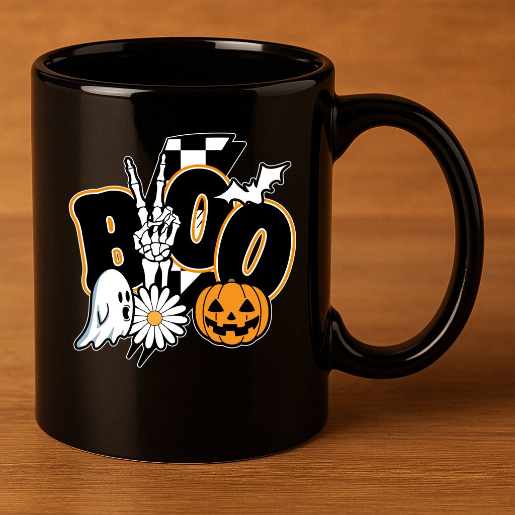 Boo Spooky Halloween Cute 11oz C Handle Ceramic Mug
