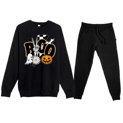 Boo Spooky Halloween Cute Premium Crewneck Sweatsuit Set