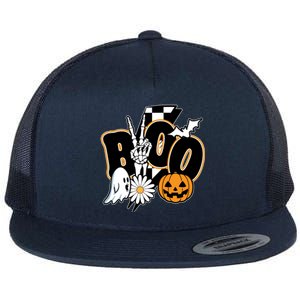 Boo Spooky Halloween Cute Flat Bill Trucker Hat