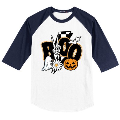 Boo Spooky Halloween Cute Baseball Sleeve Shirt