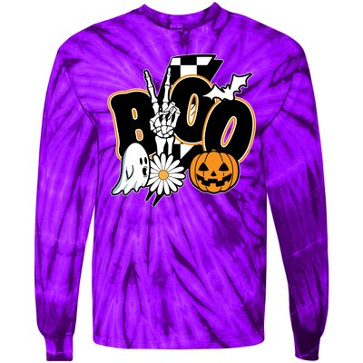 Boo Spooky Halloween Cute Tie-Dye Long Sleeve Shirt