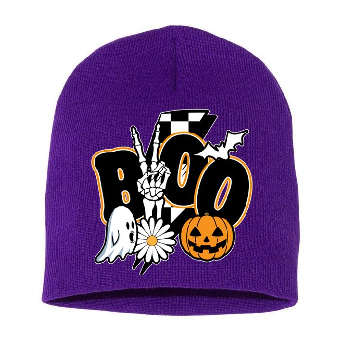 Boo Spooky Halloween Cute Short Acrylic Beanie