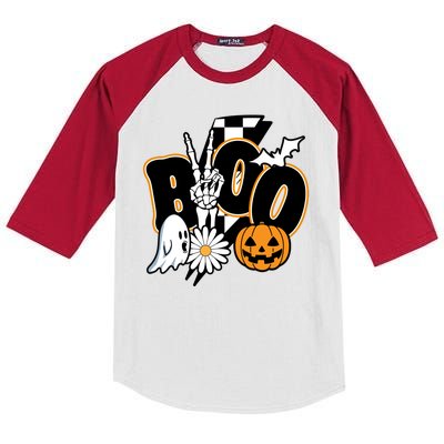 Boo Spooky Halloween Cute Kids Colorblock Raglan Jersey