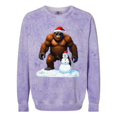 Bigfoot Santa Hat Snowman Merry Christmas Snow Adults Colorblast Crewneck Sweatshirt