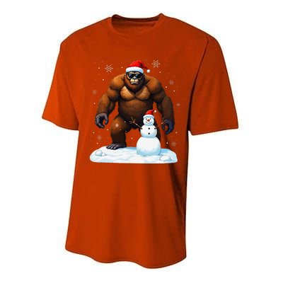 Bigfoot Santa Hat Snowman Merry Christmas Snow Adults Performance Sprint T-Shirt