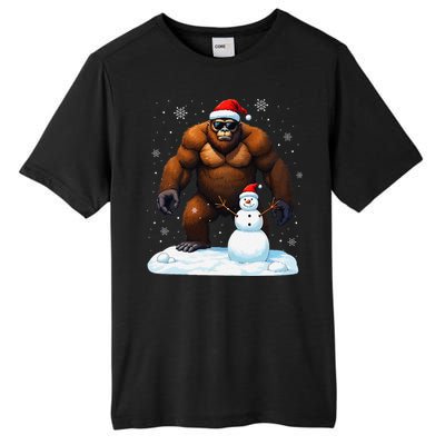 Bigfoot Santa Hat Snowman Merry Christmas Snow Adults Tall Fusion ChromaSoft Performance T-Shirt