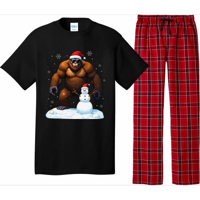 Bigfoot Santa Hat Snowman Merry Christmas Snow Adults Pajama Set