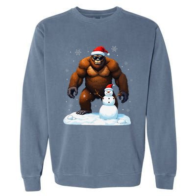 Bigfoot Santa Hat Snowman Merry Christmas Snow Adults Garment-Dyed Sweatshirt