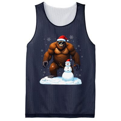 Bigfoot Santa Hat Snowman Merry Christmas Snow Adults Mesh Reversible Basketball Jersey Tank