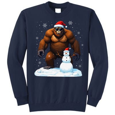 Bigfoot Santa Hat Snowman Merry Christmas Snow Adults Tall Sweatshirt