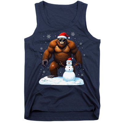 Bigfoot Santa Hat Snowman Merry Christmas Snow Adults Tank Top