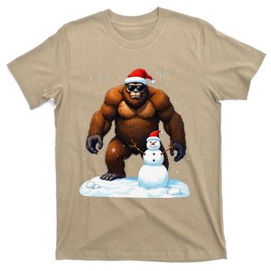 Bigfoot Santa Hat Snowman Merry Christmas Snow Adults T-Shirt