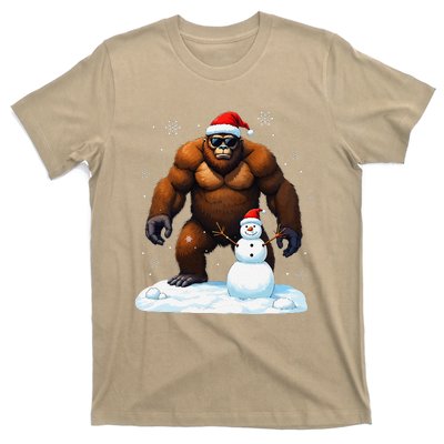 Bigfoot Santa Hat Snowman Merry Christmas Snow Adults T-Shirt