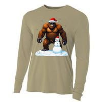 Bigfoot Santa Hat Snowman Merry Christmas Snow Adults Cooling Performance Long Sleeve Crew