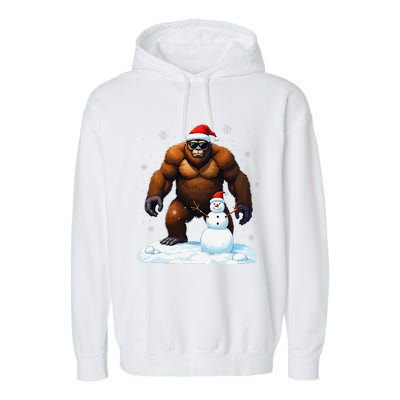 Bigfoot Santa Hat Snowman Merry Christmas Snow Adults Garment-Dyed Fleece Hoodie