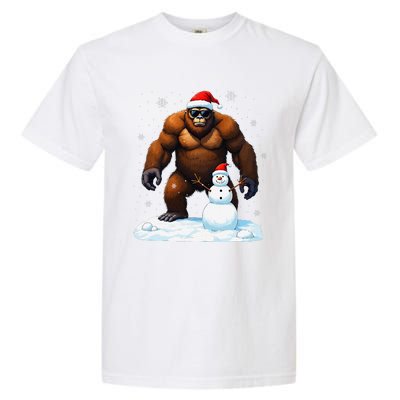 Bigfoot Santa Hat Snowman Merry Christmas Snow Adults Garment-Dyed Heavyweight T-Shirt