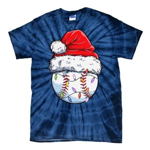 Baseball Santa Hat Christmas Funny Baseball Xmas Tie-Dye T-Shirt