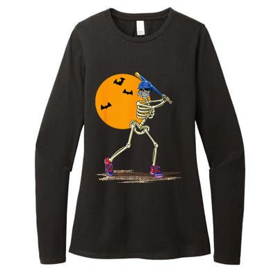 Baseball Skeleton Halloween Men Baseball Halloween Womens CVC Long Sleeve Shirt