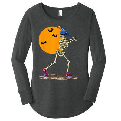 Baseball Skeleton Halloween Men Baseball Halloween Women's Perfect Tri Tunic Long Sleeve Shirt