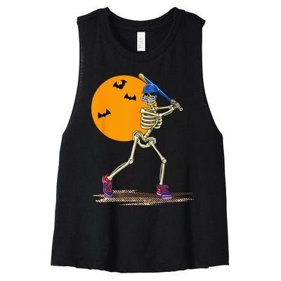 Baseball Skeleton Halloween Men Baseball Halloween Women's Racerback Cropped Tank