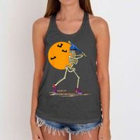 Baseball Skeleton Halloween Men Baseball Halloween Women's Knotted Racerback Tank