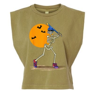 Baseball Skeleton Halloween Men Baseball Halloween Garment-Dyed Women's Muscle Tee