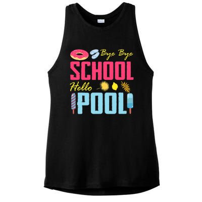 Bye School Hello Pool Beach Last Day Of School Ladies PosiCharge Tri-Blend Wicking Tank