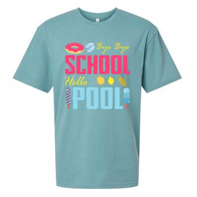 Bye School Hello Pool Beach Last Day Of School Sueded Cloud Jersey T-Shirt