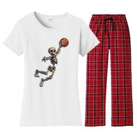 Basketball Skeleton Halloween Men Basketball Halloween Women's Flannel Pajama Set