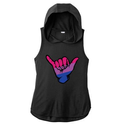 Bisexual Shaka Hand Bi Pride Flag Bisexual Pride Day Ladies PosiCharge Tri-Blend Wicking Draft Hoodie Tank