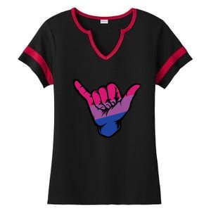 Bisexual Shaka Hand Bi Pride Flag Bisexual Pride Day Ladies Halftime Notch Neck Tee