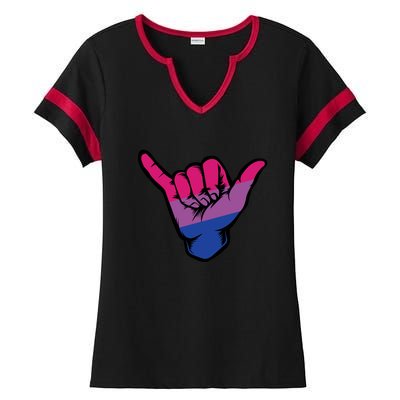 Bisexual Shaka Hand Bi Pride Flag Bisexual Pride Day Ladies Halftime Notch Neck Tee