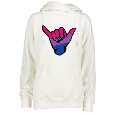 Bisexual Shaka Hand Bi Pride Flag Bisexual Pride Day Womens Funnel Neck Pullover Hood